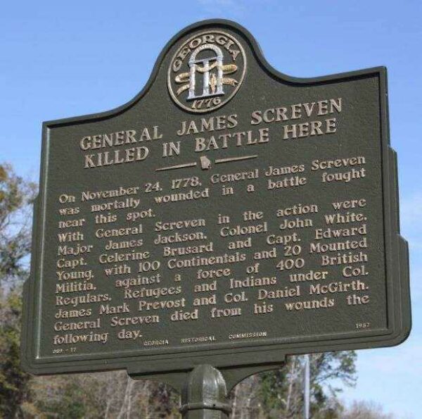 GENERAL JAMES SCREVEN WAR MEMORIAL MARKER