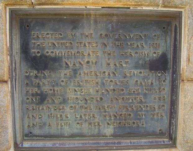 NANCY HART MEMORIAL PLAQUE