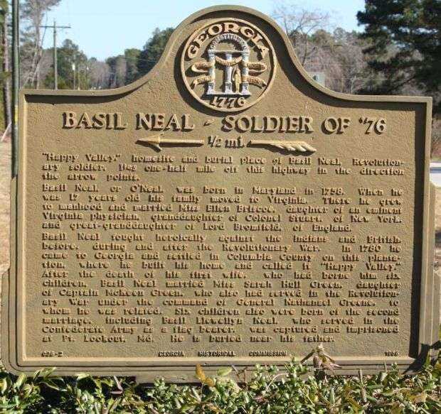 BASIL NEAL SOLDIER OF ’76 MEMORIAL MARKER