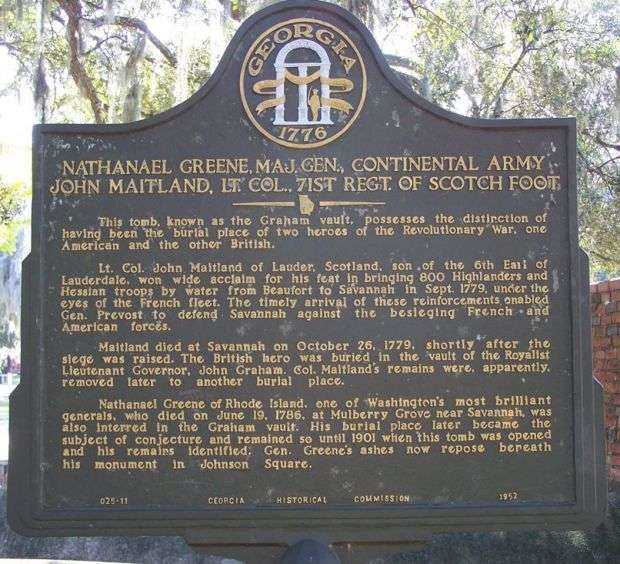 NATHANAEL GREENE, MAJ. GEN. CONTINENTAL ARMY MEMORIAL MARKER