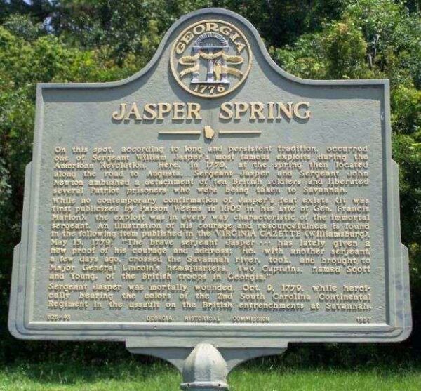 JASPER SPRING REVOLUTIONARY WAR MEMORIAL MARKER