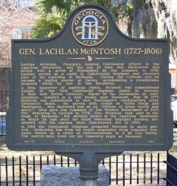 GEN. LACHLAN MCINTOSH WAR MEMORIAL MARKER