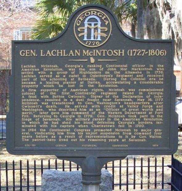GEN. LACHLAN MCINTOSH WAR MEMORIAL MARKER