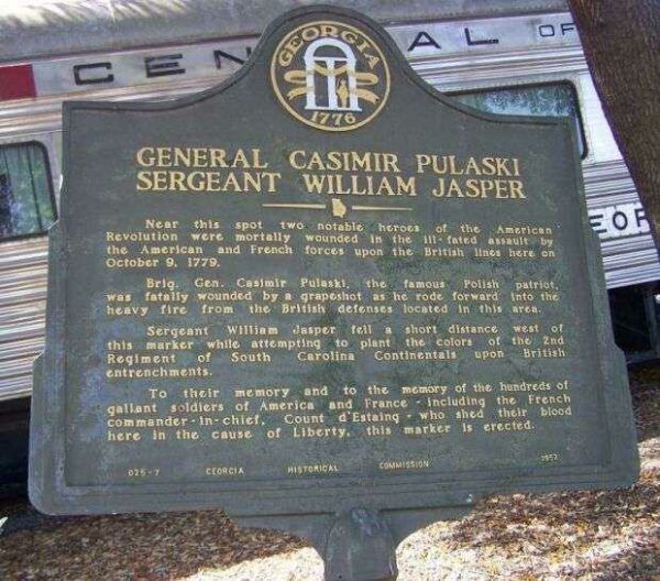 GENERAL CASIMIR PULASKI AND SERGEANT WILLIAM JASPER MEMORIAL MARKER