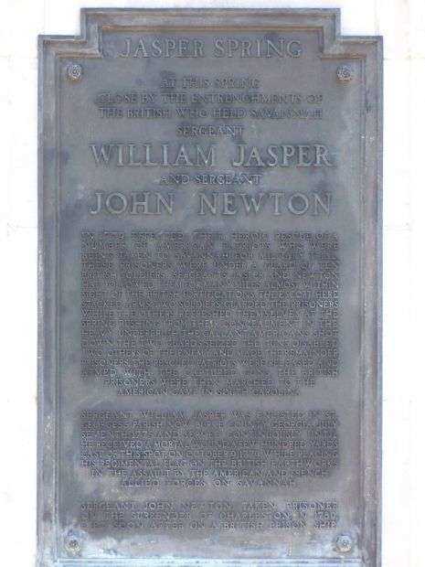 SERGEANT WILLIAM JASPER AND SERGEANT JOHN NEWTON WAR MEMORIAL PLAQUE