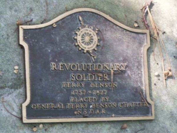 REVOLUTIONARY SOLDIER PERRY BENSON MEMORIAL PLAQUE
