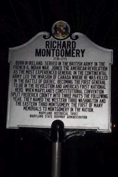 RICHARD MONTGOMERY REVOLUTIONARY WAR MEMORIAL MARKER