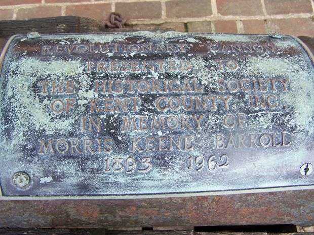 KENT COUNTY REVOLUTIONARY WAR MEMORIAL CANNON PLAQUE