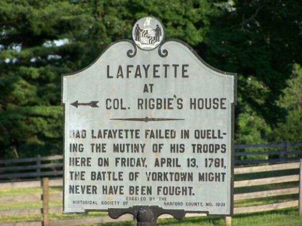 LAFAYETTE AT COL. RIGBIE’S HOUSE MEMORIAL MARKER