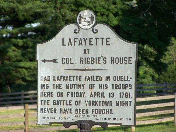 LAFAYETTE AT COL. RIGBIE’S HOUSE MEMORIAL MARKER