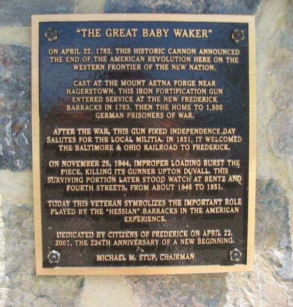 “THE GREAT BABY WALKER” WAR MEMORIAL CANNON PLAQUE