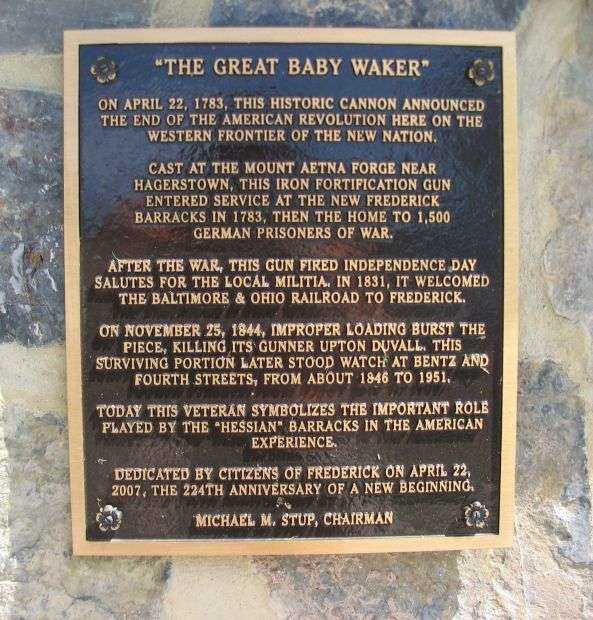 “THE GREAT BABY WALKER” WAR MEMORIAL CANNON PLAQUE