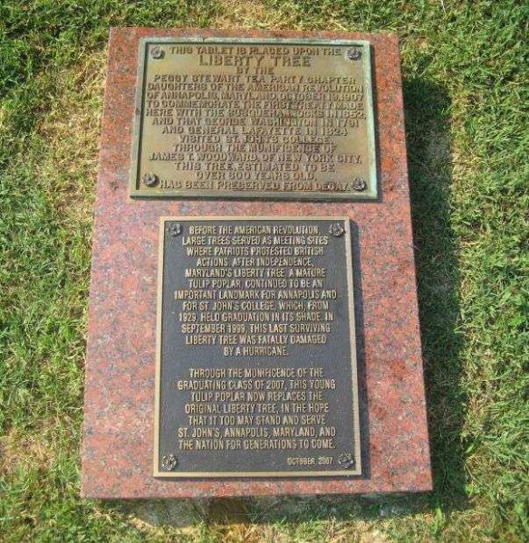 ANNAPOLIS LIBERTY TREE MEMORIAL PLAQUE