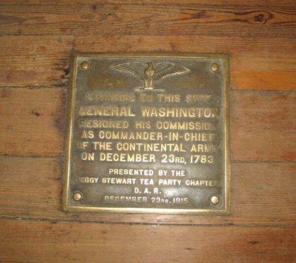 GENERAL WASHINGTON RESIGNATION MEMORIAL PLAQUE