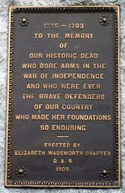 PORTLAND WAR OF INDEPENDENCE WAR MEMORIAL PLAQUE