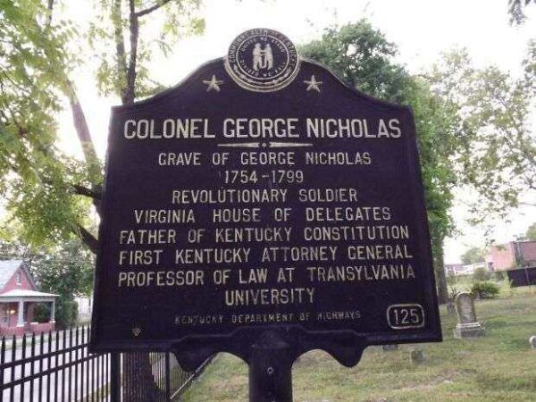COLONEL GEORGE NICHOLAS MEMORIAL MARKER