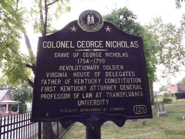 COLONEL GEORGE NICHOLAS MEMORIAL MARKER