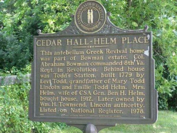 CEDAR HALL-HELM PLACE MEMORIAL MARKER