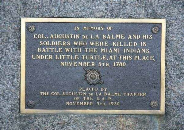 COL. AUGUSTIN DE LA BALME WAR MEMORIAL PLAQUE