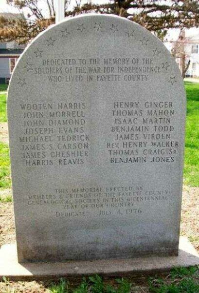 FAYETTE COUNTY REVOLUTIONARY WAR MEMORIAL