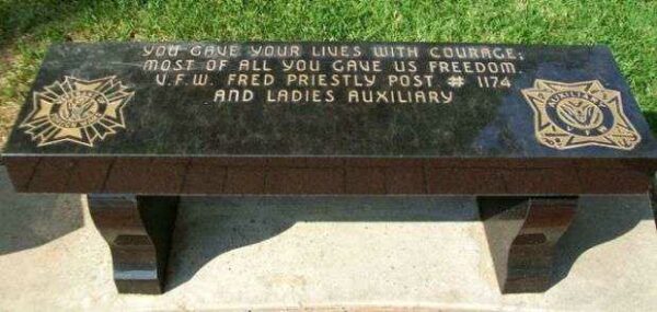 V.F.W. PRIESTLY POST # 1174 MEMORIAL BENCH