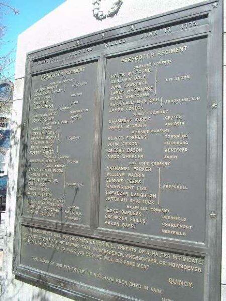 AMERICAN SOLDIERS KILLED JUNE 17, 1775 WAR MEMORIAL PLAQUE III