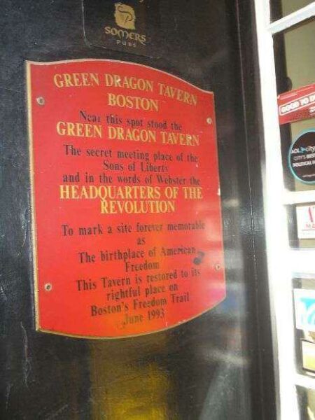 GREEN DRAGON TAVERN MEMORIAL PLAQUE
