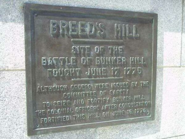 BREED’S HILL REVOLUTIONARY WAR MEMORIAL PLAQUE