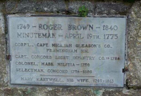 ROGER BROWN REVOLUTIONARY WAR MEMORIAL PLAQUE