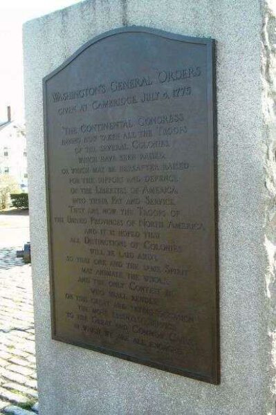 WASHINGTON’S GENERAL ORDERS WAR MEMORIAL FRONT