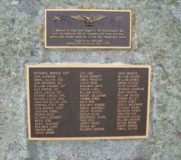 NATHANIEL WARNER COMPANY REVOLUTIONARY WAR MEMORIAL