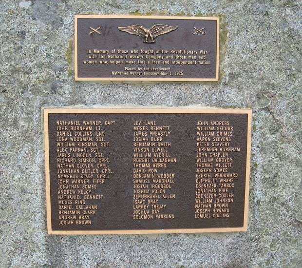 NATHANIEL WARNER COMPANY REVOLUTIONARY WAR MEMORIAL