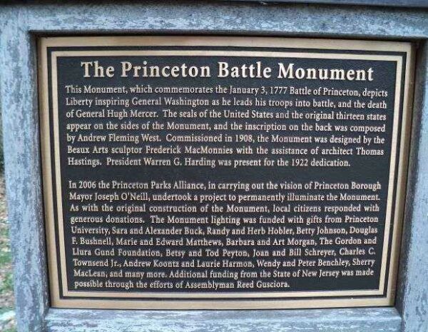 PRINCETON BATTLE MONUMENT PLAQUE