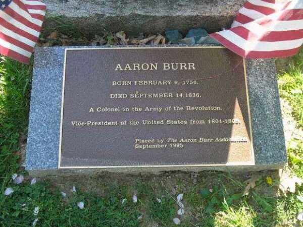 AARON BURR REVOLUTIONARY WAR MEMORIAL PLAQUE