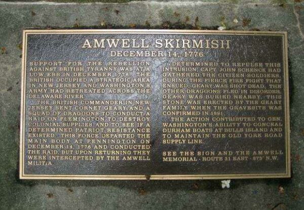 AMWELL SKIRMISH REVOLUTIONARY WAR MEMORIAL