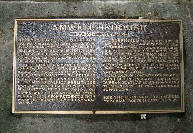 AMWELL SKIRMISH REVOLUTIONARY WAR MEMORIAL