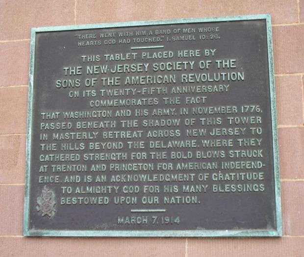 WASHINGTON PASSED BENEATH THIS TOWER WAR MEMORIAL PLAQUE