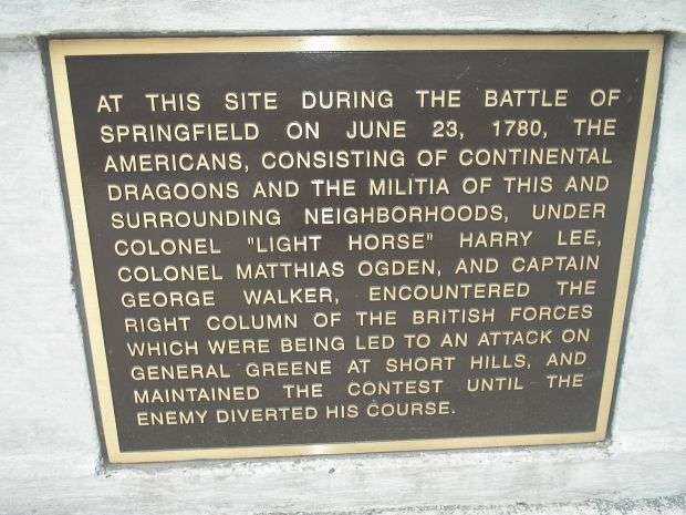 BATTLE OF SPRINGFIELD WAR MEMORIAL PLAQUE
