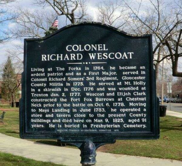 COLONEL RICHARD WESCOAT REVOLUTIONARY WAR MEMORIAL MARKER