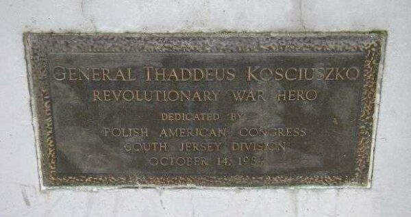 GENERAL THADDEUS KOSCIUSZKO REVOLUTIONARY WAR HERO MEMORIAL PLAQUE