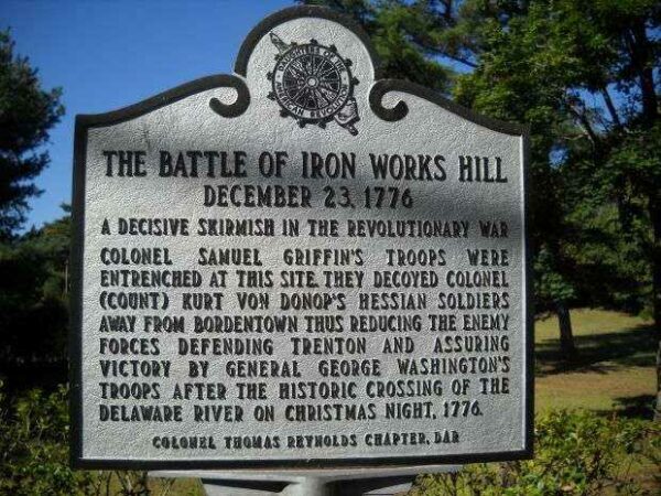 THE BATTLE OF IRON WORKS HILL WAR MEMORIAL MARKER