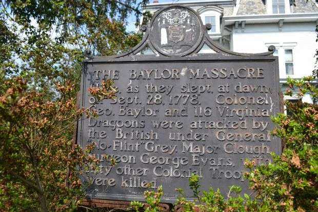 THE BAYLOR MASSACRE WAR MEMORIAL MARKER