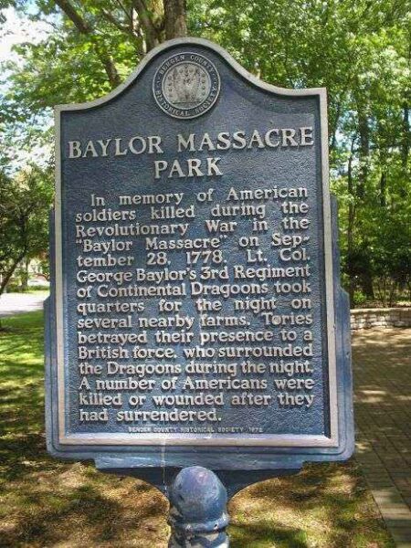 BAYLOR MASSACRE PARK MEMORIAL MARKER
