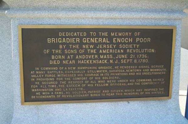 BRIGADIER GENERAL ENOCH POOR WAR MEMORIAL PLAQUE