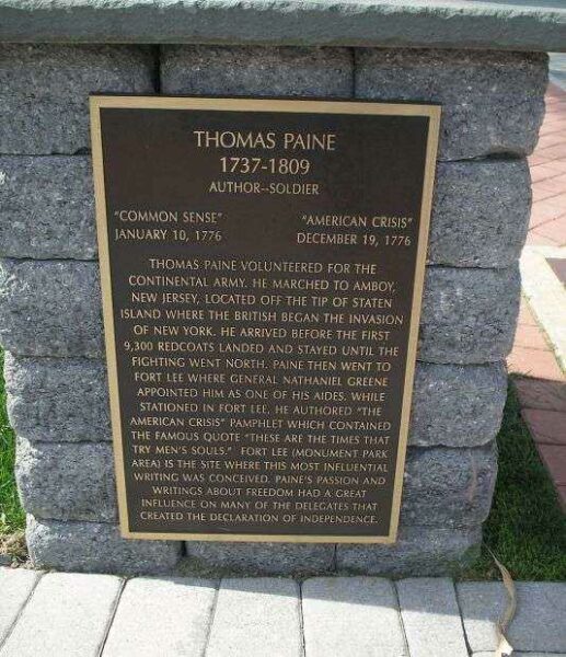 THOMAS PAINE WAR MEMORIAL PLAQUE