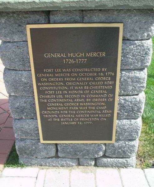 GENERAL HUGH MERCER WAR MEMORIAL PLAQUE