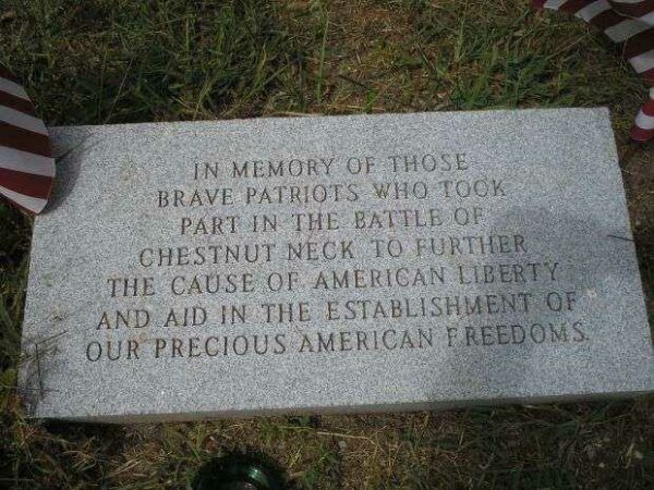 BATTLE OF CHESTNUT NECK WAR MEMORIAL STONE