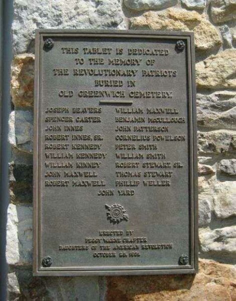 OLD GREENWICH CEMETERY REVOLUTIONARY PATRIOTS MEMORIAL PLAQUE