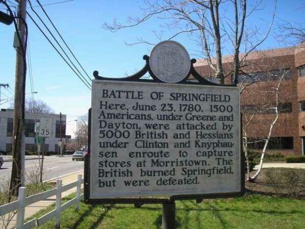 BATTLE OF SPRINGFIELD REVOLUTIONARY WAR MEMORIAL MARKER