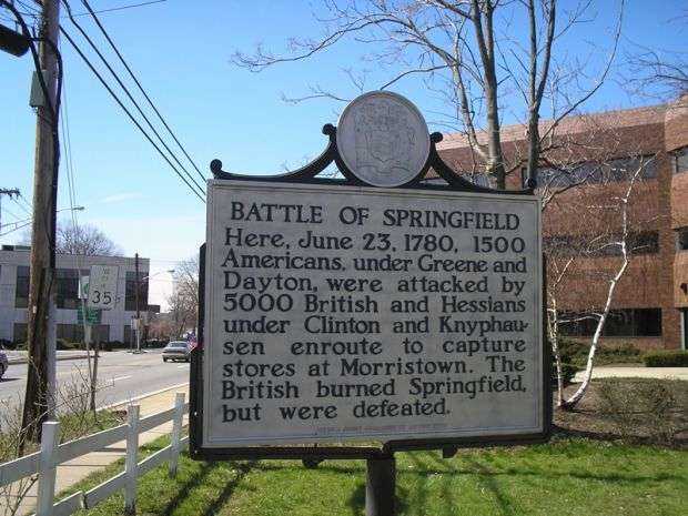 BATTLE OF SPRINGFIELD REVOLUTIONARY WAR MEMORIAL MARKER